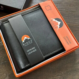 Ridge Mountain Genuine Leather oil pull bi-fold slim wallet,card/bill holder